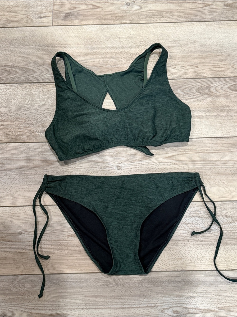 Kona Sol Dark Green Two-Piece Tie-Side Bikini Set